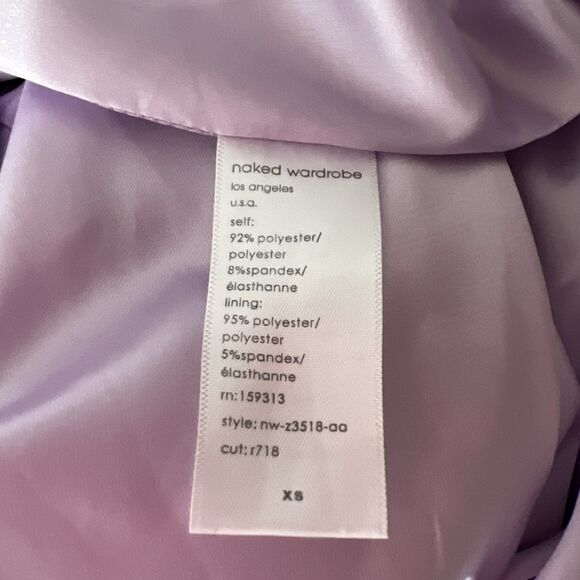 Naked Wardrobe Blazer Jacket Women Extra Small Lavender Satin Open Front Career - Picture 6 of 14
